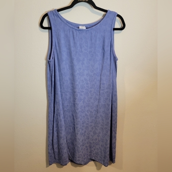Eileen Fisher Dresses & Skirts - Eileen Fisher Blue Textured Weave Floral Wool and Viscose Dress Size Medium